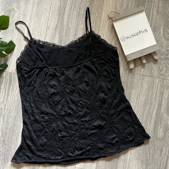 Vintage y2k xhilaration sequin and lace trimmed crinkle layering top size M - Picture 3 of 8